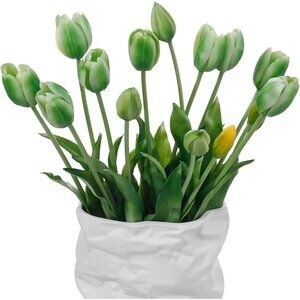 15-Pcs Green Artificial Flowers Faux Plastic Tulips Latex Garden Home Decor